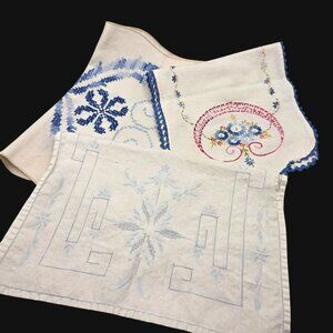 Vintage Embroidered Table Runners Dresser Scarves Floral Designs Bundle of 3